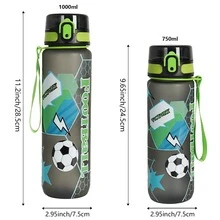1pc 1000ml/32oz & 750ml/26oz Large Capacity 3D Printed Butterfly & Football Pattern Water Bottle, Straight Drinking Spout, Carry Strap For Convenient Portability, Suitable For Outdoor, Gym, Holiday & Birthday Gifts - Multicolor - View 4