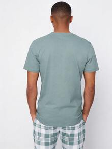 Snug League 2pcs Men's Lightweight Printed Short Sleeve Shirt & Shorts Pajama Set, Summer Home Wear - Multicolor - View 4