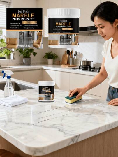 Pulimento y cera selladora para mármol, revestimiento protector de alto brillo, apto para encimeras, pisos y mesas, resistente a los arañazos, impermeable, aplicación suave, resultados de bricolaje y profesionales. Cera pulidora de mármol, cera selladora, pulimento de encimera, cera para pisos, revestimiento protector, resistente a los arañazos, impermeable, alto brillo, sin rayas, cuidado de mármol DIY