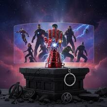 Disney 3pcs/Set Stylish Avengers Superhero Thor's Hammer Model Keychain Set, Infinity Gauntlet Metal Model Suitable For Daily Wear Or Gift/Collection - Multicolor - View 3