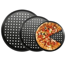 Carbon Steel Perforated Pizza Pan 10/11/12 Inch Non Stick Pizza Baking Tray Round Mupti Purpose Baking Tools Crispy & Bubbly - Multicolor - View 1