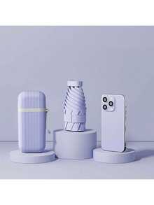 1把迷你五折胶囊伞，便携式紧凑遮阳伞，晴雨两用，防紫外线