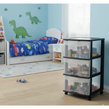 Cajonera De Plástico Organizador Multiusos Negro Con Ruedas - Organizador multiusos negro con ruedas - Ver 2