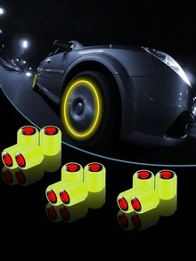 12pcs Luminous Tire Valve Caps - Self-Luminous LED Style Valve Covers, Fit For Cars, Motorcycles, Electric Bicycles And Bicycles - Universal Size, Red Skull Design, Visible At Night, Fashionable Wheel Decoration Accessories - Glow-in-the-dark Nozzle Cap - View 9