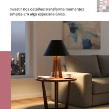 Set Of 2 Wooden Table Lamps For Bedroom/Living Room With Shade, Bivolt - màu đen - Xem 1