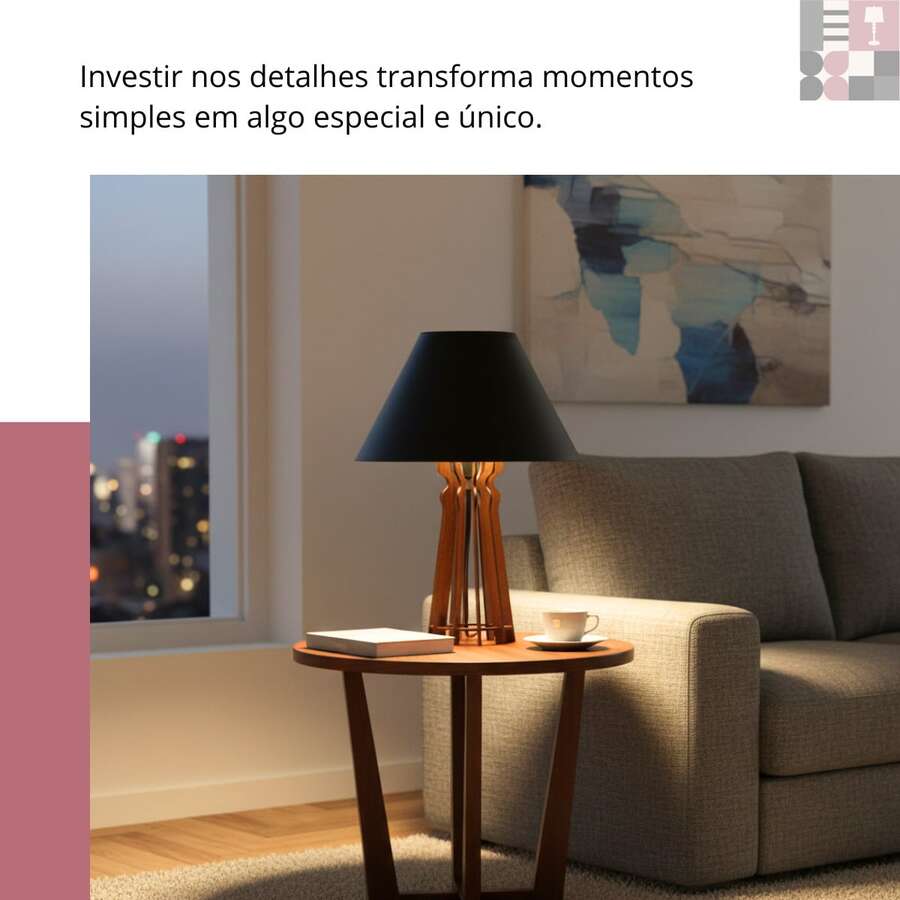 Set Of 2 Wooden Table Lamps For Bedroom/Living Room With Shade, Bivolt - màu đen - Xem 1