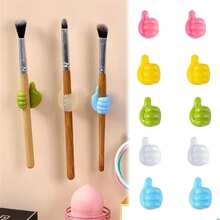 10pcs Casual Style Thumb Wall Hooks - Plastic, Easy Install, No Drilling Required, Strong Adhesive Wire Organizer For Charging Cables And Headphones - Multicolor - View 4