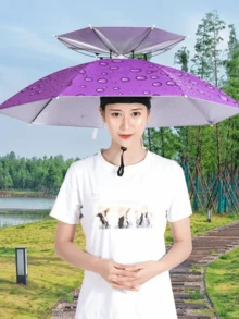 男女通用遮阳伞帽——解放双手，防雨防晒，头戴式遮阳伞帽，钓鱼遮阳伞帽，户外可折叠遮阳伞帽，适合旅行、徒步、高尔夫、露营、海滩、园艺等场合。 - 彩色 - 查看 3