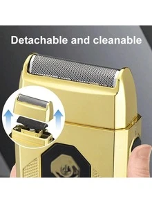 AXH USB Rechargeable Reciprocating Electric Shaver, Portable Men's Shaving Device - Gold - View 2