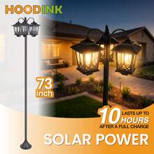Large Aluminum Type Solar Light Solar Garden Light Waterproof Solar Lawn Light Palace Light Wall Light 18H - 黑色 - 查看 1