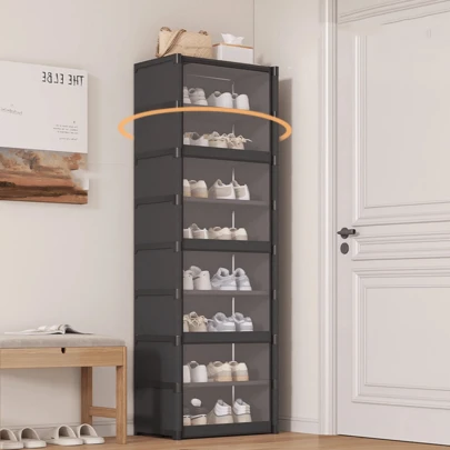 7/9层超大透明鞋架，可收纳24/32双鞋，简约鞋柜 - 坚固耐用，运动鞋靴收纳架，鞋子展示架，适用于卧室、车库、办公室和宿舍。