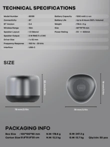 REMAX 52mm 5W Bluetooth Speaker, Clear Sound Quality, Supports Bluetooth 5.4, Up To 8 Hours Playtime, Built-In Microphone - BS155 - View 11