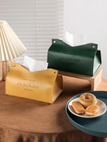 Caja de pañuelos de lujo nórdica de 5*8.6 pulgadas de cuero, adecuada para la sala de estar, la cocina, el dormitorio, el vestíbulo, el almacenamiento del coche, soporte de pañuelos minimalista elegante y lindo, ideal para regalos de vacaciones, cumpleaños, todo el año - Multicolor - Ver 4