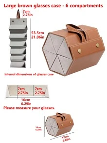 2/3/4/5/6格可折叠悬挂式旅行眼镜盒，PU皮革太阳镜收纳整理架 - 棕色 - 查看 18