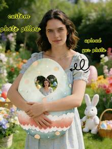 1 Personalized Pillow - Customized Heart-Shaped Picture, Egg. Unique And Breathable, Suitable For Her, Him, It, Boyfriend, Girlfriend, Dad, Mom, Family, Friends, Anniversary, Mother's Day, Birthday, Valentine's Day, Christmas, Halloween, Graduation Ceremony, Father's Day, Wedding, Housewife, Sofa, Bed, Car, Tea Room, Bedroom, Bathroom, Living Room, Dining Room - Multicolor - View 3