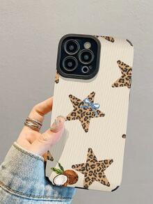 1pc Fashionable & Elegant Leopard Print, Star, Coconut Bow Design Shock-Resistant Leather Phone Case Compatible With Iphone 17/17 Air/17 Pro/17 Pro Max, 16/16 Plus/16 Pro/16 Pro Max, 15/15 Plus/15 Pro/15 Pro Max, 14/14 Plus/14 Pro/14 Pro Max, 13/13 Pro/13 Pro Max, 12/12 Pro/12 Pro Max, 11/11 Pro/11 Pro Max - Multicolor - View 5