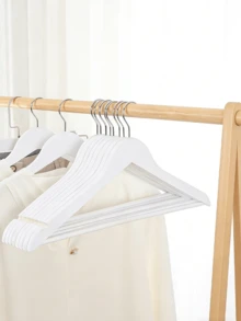 20个装木质衣架，纤细设计，肩部带凹槽，裤架，360°旋转挂钩，桦木材质，可挂肩带和外套，云白色，晾衣架，衣柜收纳架，多功能裤架，围巾领带架，家用裤架 - 彩色 - 查看 3