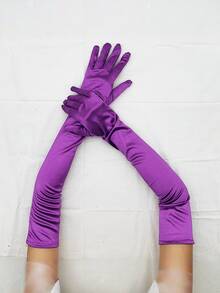 1 Pair Extended Satin Elastic Gloves, Retro Party Women's Fashion Long Gloves, Cosplay Party Wedding Gloves