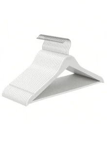 20个装木质衣架，纤细设计，肩部带凹槽，裤架，360°旋转挂钩，桦木材质，可挂肩带和外套，云白色，晾衣架，衣柜收纳架，多功能裤架，围巾领带架，家用裤架 - 彩色 - 查看 12