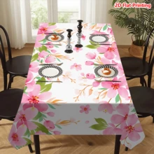 1/20pcs Tablecloth, Pink Sakura Floral Pattern, Polyester Material, Woven, Spring Theme, Suitable For Picnic, Camping, Wedding, Birthday, Buffet Restaurant, Home Decor - Multicolor - View 6