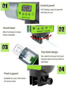Automatic Fish Feeder With Intelligent Timing, Suitable For Open Fish Tanks Or Tanks With Fixed Edges, Applicable For Fish Aquarium Feeding, Suitable For Pets: Aquarium, Fish Feeder - Multicolor - View 5