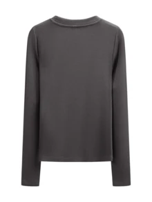 Slim Fit Round Neck Dark Grey Casual Street Style Fashion New Year Round Neck Long Sleeve T-Shirt For Women, Spring/Autumn - 009 Dark Gray - View 7