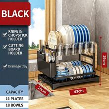 2-Tier Dish Rack With Draining Rack, Drip Tray, Cutlery Holder, Home Kitchen Storage Rack, Carbon Steel Material - Multicolor - View 13