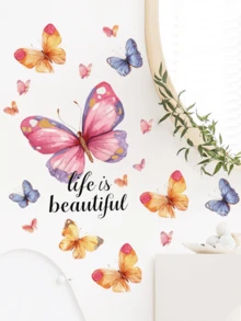 1 Set Colorful Butterfly Wall Stickers, Removable Decorative Stickers For Bedroom, Living Room, Entryway - Multicolor - View 3