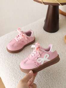 1 Pair Kids Shoes, Girls Low-Top Canvas Sneakers - Pink - View 3