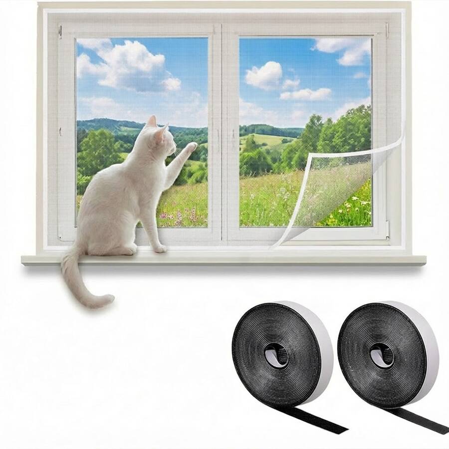 White PP Nano Sheer Curtain - Anti-Insect/Anti-Mosquito/Anti-Dust, Translucent And Breathable, Suitable For Bedroom, Living Room, Kitchen, Easy Installation, Washable, Wrinkle-Resistant