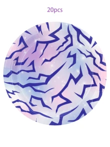 10件/20件套韩流主题派对用品粉色蓝色紫色韩流生日派对纸盘纸杯餐巾纸餐具套装，适用于音乐女孩、女性生日、迎婴派对、单身派对装饰 - 彩色 - 查看 9