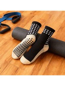 Thickened Terry Cloth Soccer Socks, Mid-Calf Long Tube Non-Slip Socks For Football, Unisex Couple Sports Socks, For Gym - 黑色 - 查看 6