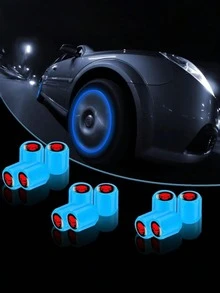 12pcs Luminous Tire Valve Caps - Self-Luminous LED Style Valve Covers, Fit For Cars, Motorcycles, Electric Bicycles And Bicycles - Universal Size, Red Skull Design, Visible At Night, Fashionable Wheel Decoration Accessories - Glow-in-the-dark Nozzle Cap - View 10