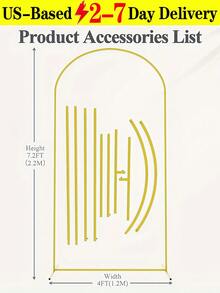 Gold Metal Arch Backdrop Stand (7.2FT/6.6FT/6FT), Heavy Duty Stable Balloon Arch Frame, Easy Assembly Wedding Arch Stand For Ceremony, Birthday Party, Baby Shower, Bridal Shower, Anniversary & Event Decorations - 彩色 - 查看 13