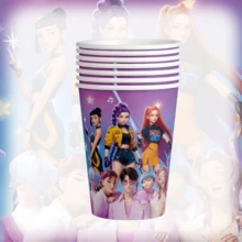 K-POP  Party Supplies Set - Includes 96 Pcs Disposable Tableware, With Banner, Tablecloth, 9-Inch And 7-Inch Plates, Cups, Cutlery And Napkins, Anime-Themed - Multicolor - View 8