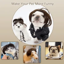 Dog Costume Cat Apparel Dog Toys Curly Braids Headgear Wigs Styling Cute Funny Pet Hair Accessories Decoration For Halloween, Christmas, Parties(Flax)  Festivals Wigs Cosplay Mardi Gras - 7.08 inches - 查看 5