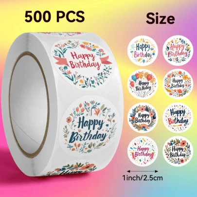 JOERBABU the little kangaroo Bobbie 500pcs/Roll Motivational Stickers, Cactus Stickers, Big-Eyed Cat Stickers, Happy Birthday Pattern Stickers, Ideal For Small Gifts. DIY Decorative Stickers. Happy New Year, Back To School Season, Suitable For Decorating Small Gifts, Gifts, Water Cups, School Rewards, Stationery And Other Favorite Products