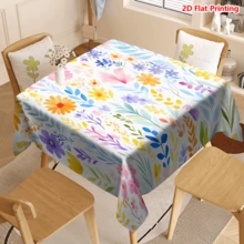 1/20pcs Floral Tablecloth Colorful Watercolor Flowers Pattern Polyester Machine Made Spring Outdoor Picnic Camping Wedding Birthday Dining Decor Home Decoration - Multicolor - View 14