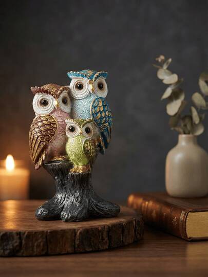 手工制作的彩色猫头鹰摆件，精美绝伦，是客厅、办公室或书架的理想装饰品。这款造型可爱、充满活力的动物摆件，是房间装饰的理想之选。这款艺术猫头鹰雕塑也是完美的桌面或家居饰品。