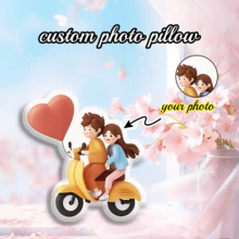 1 Personalized Pillow - Customized Face, Electric Bike. Unique And Breathable, Suitable For Her, Him, It, Boyfriend, Girlfriend, Dad, Mom, Family, Friends, Anniversary, Mother's Day, Birthday, Valentine's Day, Christmas, Halloween, Graduation Ceremony, Father's Day, Wedding, Housewife, Sofa, Bed, Car, Tea Room, Bedroom, Bathroom, Living Room, Dining Room - Multicolor - View 3