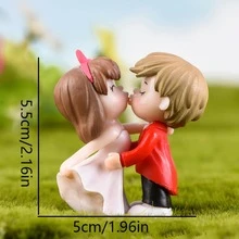 2pcs Resin Princess Hugging/Kissing Couple/Wedding Decor Items, Suitable For Living Room Tabletop, Entryway, Wine Cabinet Decoration, Holiday Gifts, Valentine's Day/Thanksgiving, DIY Micro Landscape Decoration, Car Accessories - Multicolor - View 4