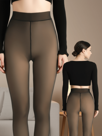 女士舒适加厚保暖连裤袜，女士高腰半透明弹力连裤袜，适合秋冬季穿着