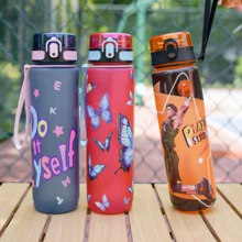 1pc 1000ml/32oz & 750ml/26oz Large Capacity 3D Printed Butterfly & Football Pattern Water Bottle, Straight Drinking Spout, Carry Strap For Convenient Portability, Suitable For Outdoor, Gym, Holiday & Birthday Gifts - Multicolor - View 7
