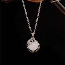 1件波西米亚复古月光石吊坠项链，时尚珠宝配饰，女士礼物 - 古銀色 04 - 查看 1