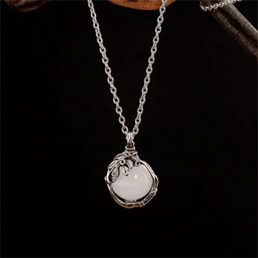 1件波西米亚复古月光石吊坠项链，时尚珠宝配饰，女士礼物 - 古銀色 04 - 查看 1