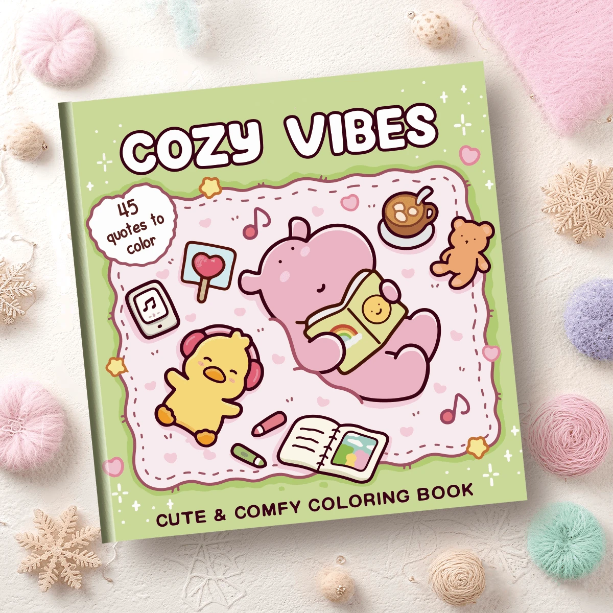 46 Páginas - 230g, Livro de Colorir Fofo de Pato de Fone de Ouvido, Estilo Adorável de Cura, Elemento de Pato de Fone de Ouvido, Esquema de Cores Amarelo e Laranja, Detalhes de Nota Musical, Desenho Relaxante, Adequado para Papelaria, Material Escolar, Ótimo Presente para Meninas, Dia dos Namorados, Ano Novo - Visão 1