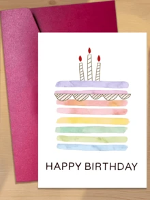 Set de 12 tarjetas de felicitación de cumpleaños con diseños de acuarela única - Diseños con temática de cumpleaños - Tarjetas de regalo adecuadas para todos - 12 piezas (sobre x 6 + tarjeta x 6) - View 3