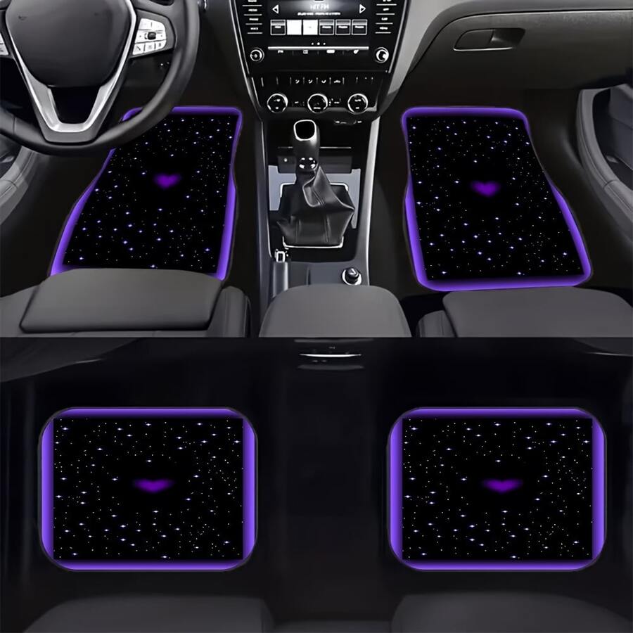 4件套汽车脚垫，独特图案设计，四季通用，装饰并保护轿车/SUV，也可用作户外露营垫、旅行垫、地毯、靠垫、宠物垫。是圣诞节、感恩节、新年、母亲节、父亲节、情人节、生日等节日送给女士和男士的绝佳礼物，保护他们心爱的汽车。 - 汽車腳墊 - 查看 1