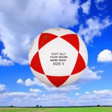 Size 5 Premium Non-Slip Durable PVC Leather Soccer Ball For Adults - Red and White - View 2