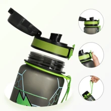 1pc 1000ml/32oz & 750ml/26oz Large Capacity 3D Printed Butterfly & Football Pattern Water Bottle, Straight Drinking Spout, Carry Strap For Convenient Portability, Suitable For Outdoor, Gym, Holiday & Birthday Gifts - Multicolor - View 5